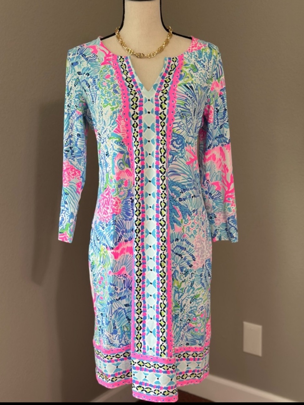 Lilly Pulitzer Nadine Dress Sink or Swim Princess Print UPF 50 Protection